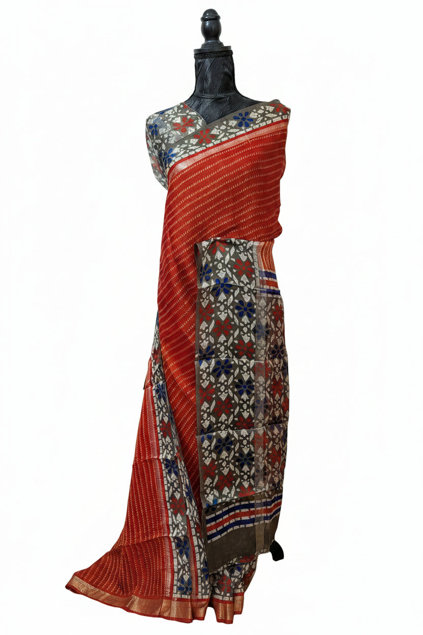Q8 Soft Organza Shibori Print Saree