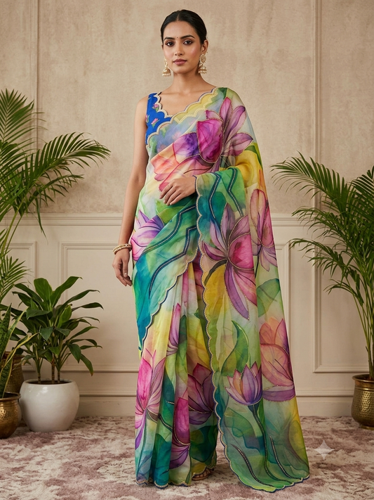P6091 Georgette Floral Saree